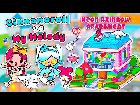 Видео: Милая квартира в неоново-радужных тонах 😍 Cinnamoroll против My Melody 😱 Преображение дома в стил...