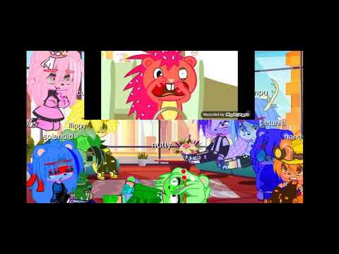 Видео: [Русс/ENG] °Htp react to happy tree frends/htp реагируют на весёлые лесные друзья°