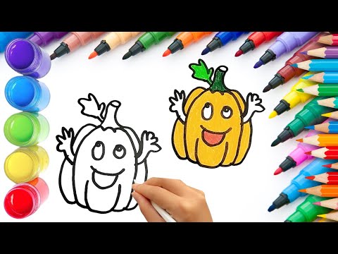 Видео: Как нарисовать милую тыкву. Рисование, раскрашивание и раскрашивание для детей и малышей_ Детское...