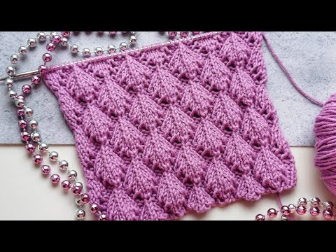 Видео: Объёмный "чешуйчатый" узор спицами / Схема/ Volumetric knitting pattern
