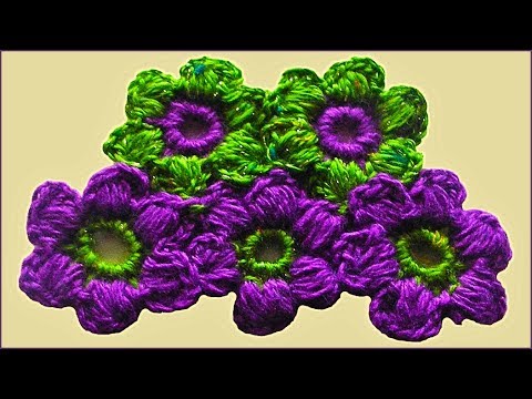 Видео: Цветы из пышных столбиков. Столбики крючком. Цветы крючком.
