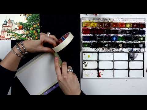 Видео: Бесплатный вебинар по акварельной живописи «Новогодняя площадь» с Дарьей Куцаевой