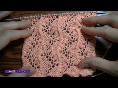 Видео: Очень красивый АЖУРНЫЙ узор ЗИГЗАГ (змейка) для вязания летних изделий. Вязание спицами № 230