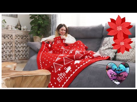 Видео: Просто потрясающий новогодний плед крючком! Очень необычный мастер-класс по вязанию мозаики крючком!