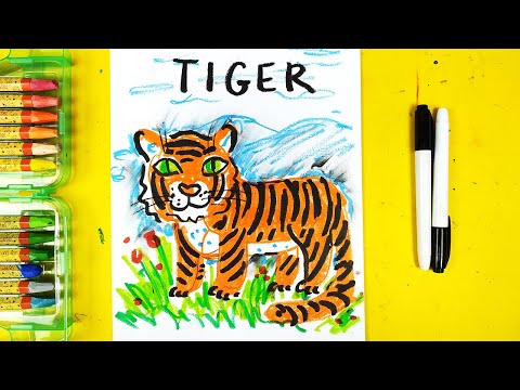 Видео: Как нарисовать ТИГРА рисование для детей от РыбаКит