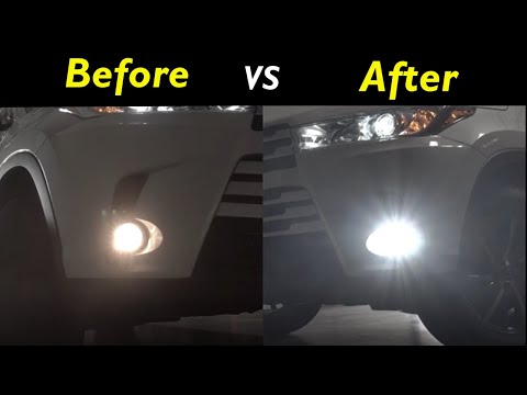 Видео: Установка светодиодных ламп в противотуманные фары Toyota Highlander 2014–2021 годов