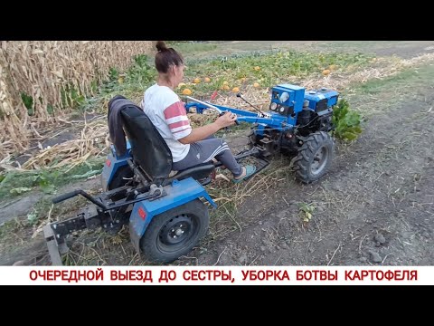 Видео: ГРАБЛИ ДО МОТОБЛОКА , ОЧЕРЕДНОЙ ВЫЕЗД ДО СЕСТРЫ , УБОРКА БОТВЫ КАРТОФЕЛЯ / HARVESTING POTATO TOPS