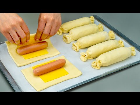 Видео: ”Конфетки” из слоеного теста с сосисками. Закуска для тех дней, когда некогда готовить!