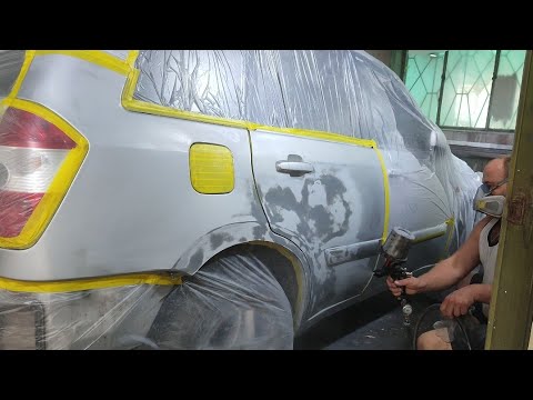 Видео: покраска авто в серебро в гараже без вытяжки с переходами.