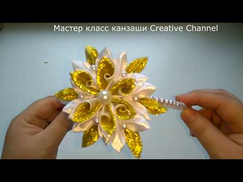 Видео: Новогодний ободок со снежинкой в стиле канзаши.