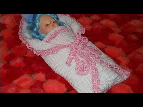Видео: Конверт на выписку из роддома для новорожденного - вязание крючком