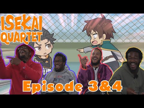 Видео: Казума встречает Субару! | Реакция Isekai Quartet на эпизоды 3 и 4