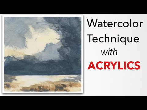 Видео: Техники акварели с использованием акрила | 2 пейзажа 3 цвета