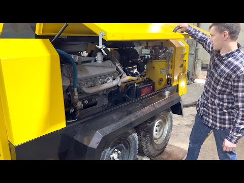 Видео: Дизельный винтовой компрессор КВ-10/16П ЧКЗ. Обзор преимуществ, запуск, работа