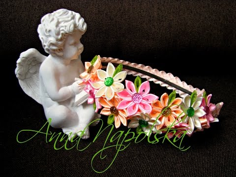 Видео: Весняний обруч. Весенний ободок. Канзаши.