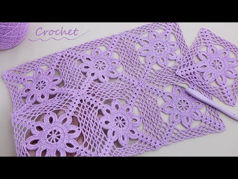 Видео: Ажурный ЦВЕТОЧНЫЙ УЗОР из квадратных мотивов ВЯЗАНИЕ КРЮЧКОМ👍 Crochet square motifs for Beginners