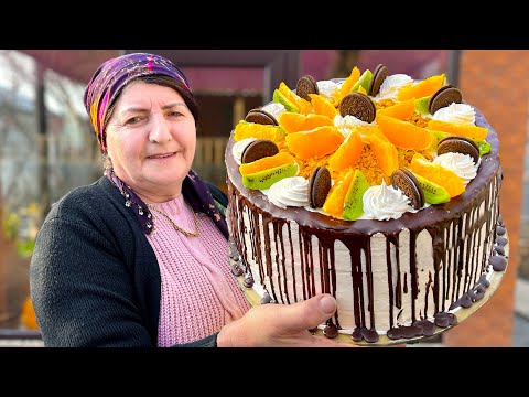 Видео: Торт из свежих фруктов: Pецепт простого и вкусного домашнего десерта от бабушки