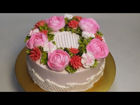 Видео: Торт к чаепитию с пионами гвоздиками и фантазийными цветами