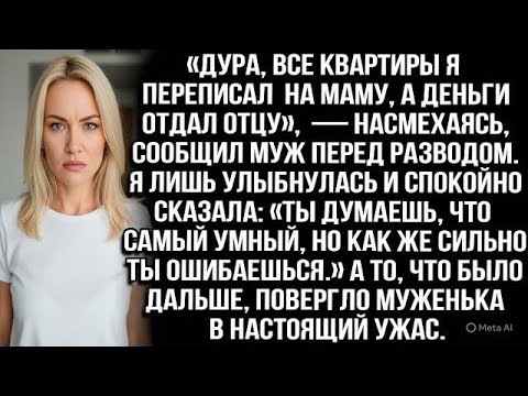 Видео: «Дура, квартиры я переписал на маму, а деньги отдал отцу», — насмехаясь, сообщил муж перед разводом.