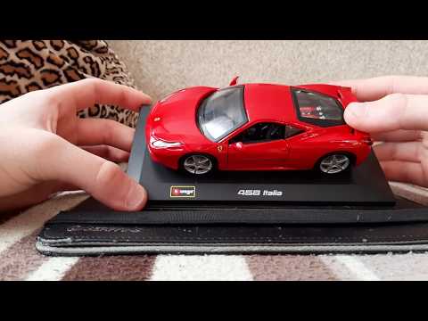 Видео: Обзор масштабной модели спортивного автомобиля FERRARI 458 ITALIA от производителя burago.