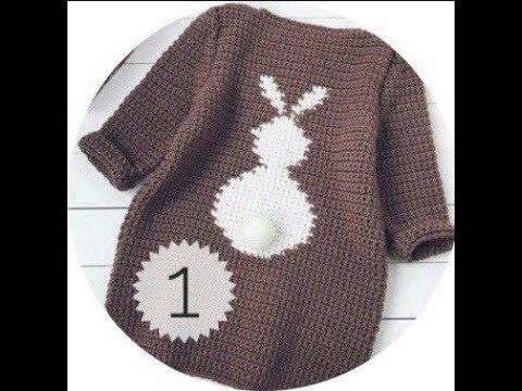 Видео: вязаная кофта крючком для начинающих вязальщиц на любой размер с зайкой на спине ,жаккард