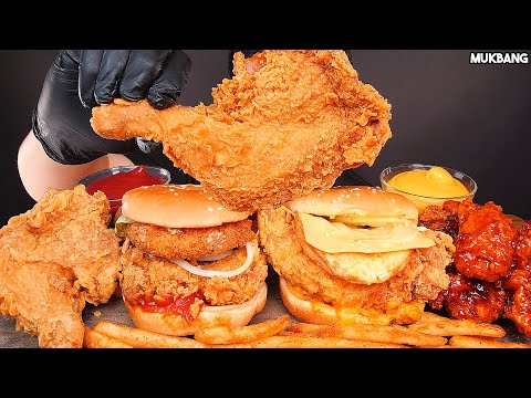 Видео: бургер и жареный цыпленок Bugers 🍔 Fried Chicken 🍗 French Fries 🍟 EATING ASMR MUKBANG