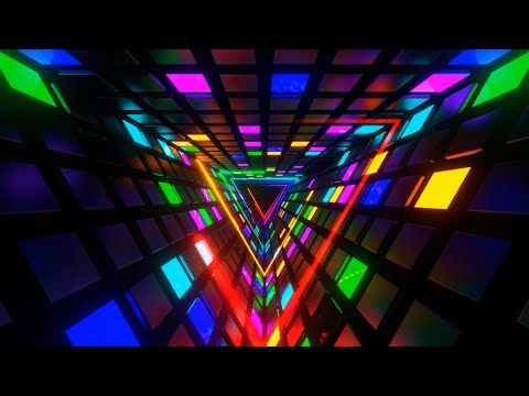 Видео: 🌈 4K скринсейвер | Цветной Неоновый Треугольный Туннель – VJ Психоделический Луп (Без Звука) 🔺