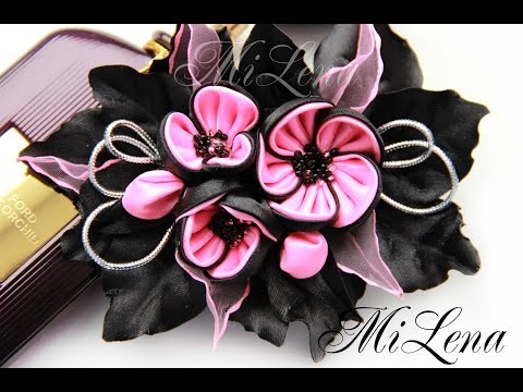 Видео: DIY Kanzashi flower hairclip / Заколка канзаши / Пошаговый мастер-класс /