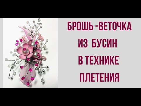 Видео: Брошь из бусин и бисера  в технике плетения.