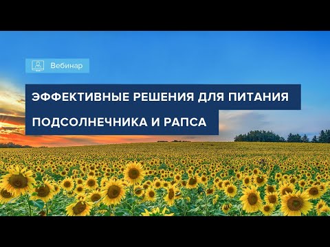 Видео: ВЕБИНАР "МИНЕРАЛЬНОЕ ПИТАНИЕ ПОДСОЛНЕЧНИКА И РАПСА"