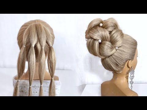 Видео: Красивые прически пошагово.Свадебная прическа.Высокий пучок