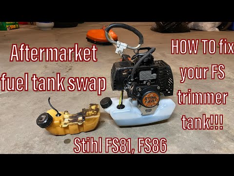 Видео: Пошаговая инструкция по замене треснувшего топливного бака триммера Stihl (неоригинальный топливн...