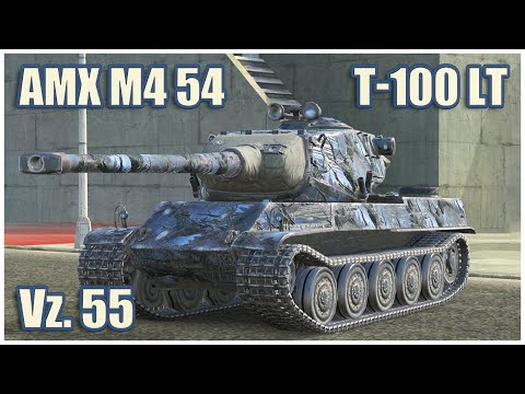 Видео: AMX M4 mle. 54, Vz. 55 & Т-100 ЛТ • WoT Blitz Gameplay