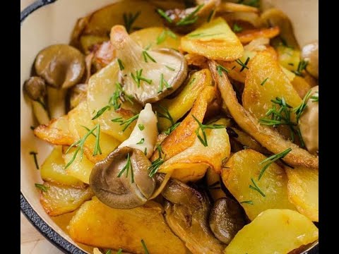 Видео: Очень вкусная жареная картошка с грибами вешенками.