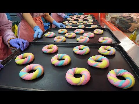 Видео: органический радужный рогалик, сливочный сыр - корейская уличная еда