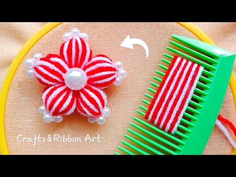 Видео: Какой Красивый 💖🌟 Простая Идея с Расческой и Пряжей для Создания Удивительного Цветка - Рукоделие