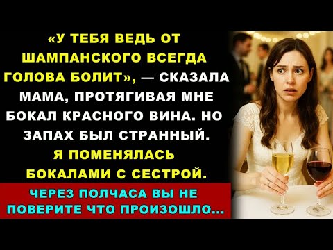 Видео: На Помолвке Мама Дала Мне Бокал Красного Вина. Запах Был Странный. Я Поменялась Бокалами С Сестрой