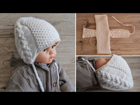 Видео: Детская шапочка шлем «Медовые соты» спицами 🙃 Baby’s hat beanie "Honeycombs" knitting pattern