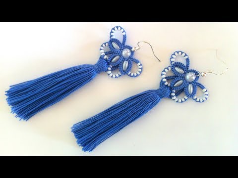 Видео: Серьги кисточки фриволите иглой, анкарс. МК для начинающих. DIY Earrings tassels to frivolite needle