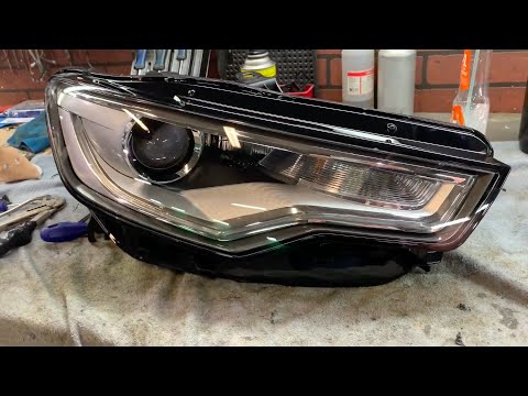 Видео: Ремонт фары Audi A6 C7. Замена корпуса и стекла фары Audi A6.