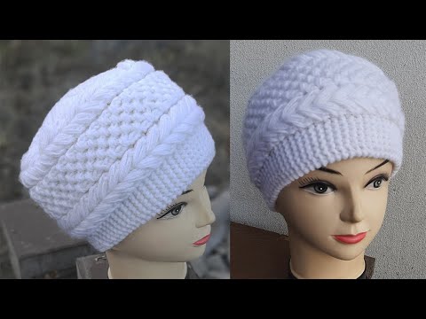 Видео: Розкішна шапочка двома спицями,поперечним способом.Попетельний майстер-клас для новачків.Відео-урок.