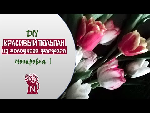 Видео: Тюльпан из холодного фарфора. Тонировка пищевым красителем.