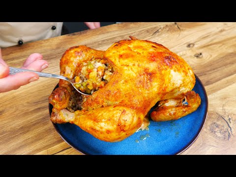 Видео: Бюджетное блюдо на праздничный стол. Курица фаршированная гречкой, яблоками и овощами. Очень вкусно.