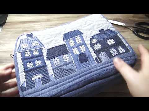 Видео: Машинная вышивка: Сумка с домиками.
