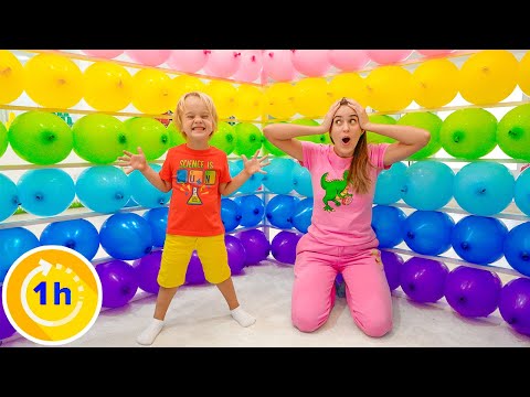 Видео: Balloons Cube и другие забавные челленджи для детей с Крисом и мамой