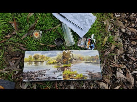 Видео: Осенний пленэр с минипалитрой. #акварель #пейзажакварелью #пленэр #пленэракварелью 