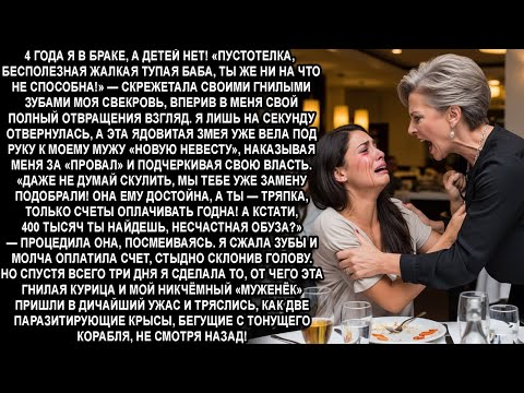 Видео: —ЛОХУДРА!ВОТ ТВОЯ ЗАМЕНА!А ТЫ,ОБЯЗАНА НАС СОДЕРЖАТЬ!И КСТАТИ,СЧЕТ ОПЛАТИ ТАМ 400000-рыкнула свекровь