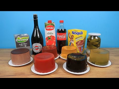 Видео: Какое желе вкуснее? Кола, Чай, Несквик, Шампанское, Огурцы, Помидоры?
