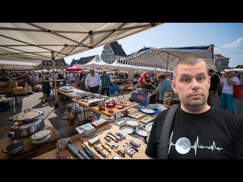 Видео: Блошиный рынок в Германии. Старые вещи не только выбрасывают, но и продают.