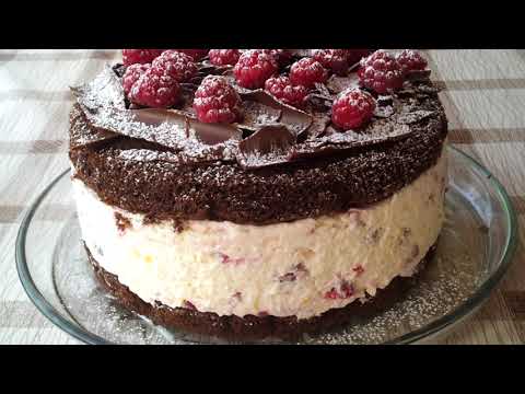 Видео: Шоколадный торт с малиной.  Chocolate cake with raspberries.